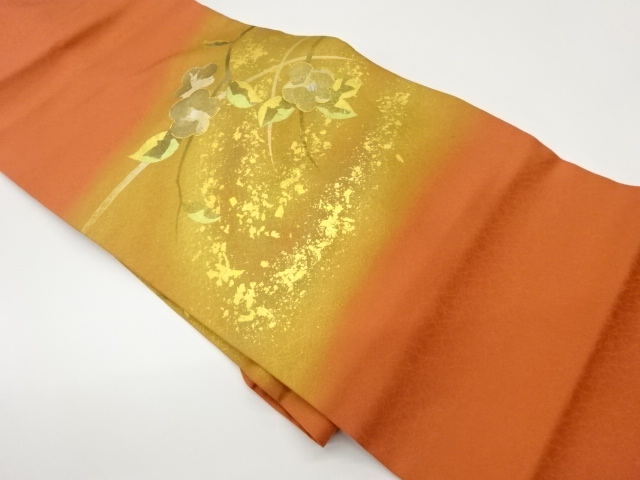 JAPANESE NAGOYA OBI / SHIOZE / EMBROIDERY / BRANCH FLOWER